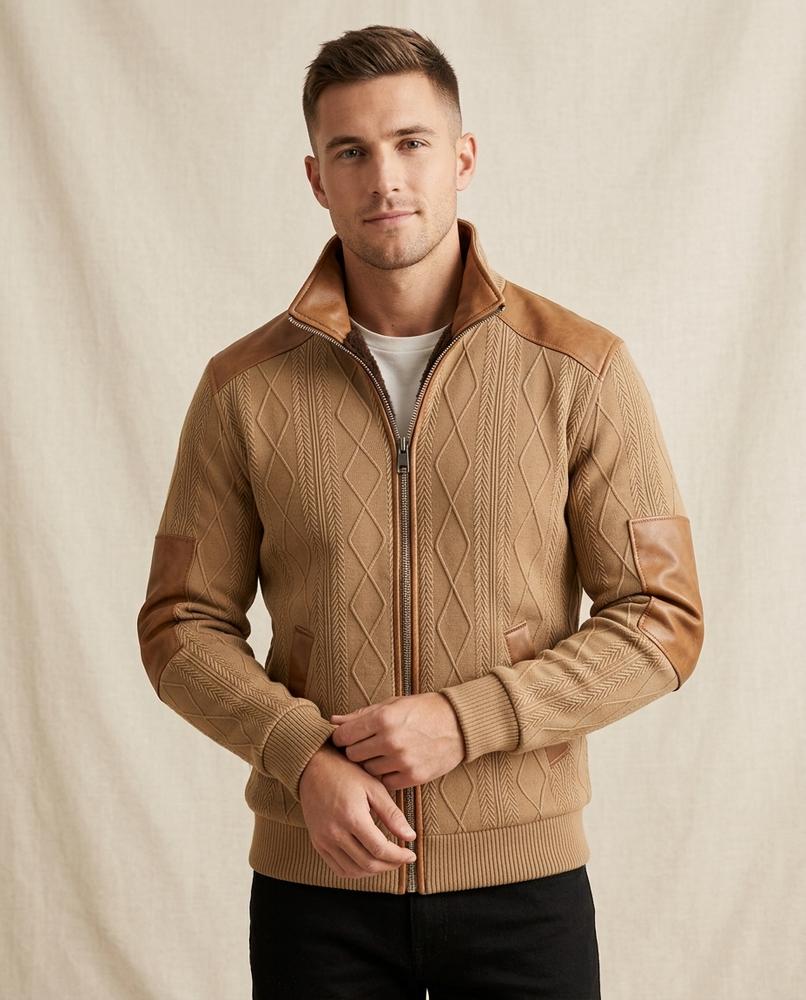 Lands Fashion - Carel | Fleece-Lined Zip-Up Knit Cardigan Men