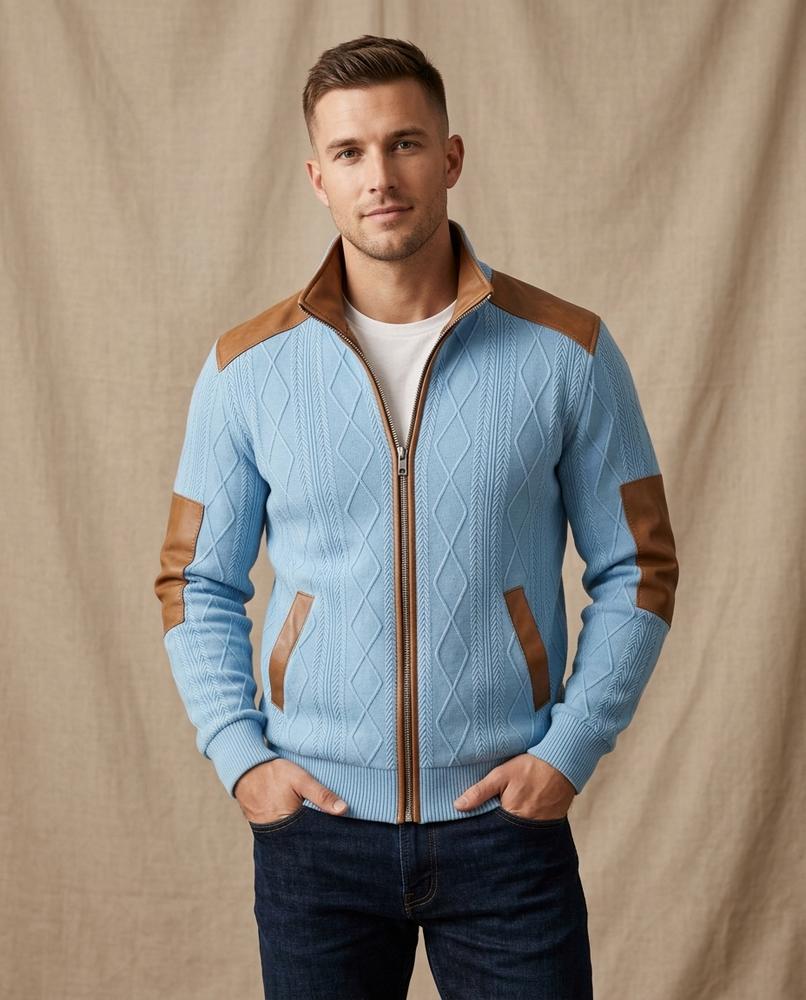 Lands Fashion - Carel | Fleece-Lined Zip-Up Knit Cardigan Men