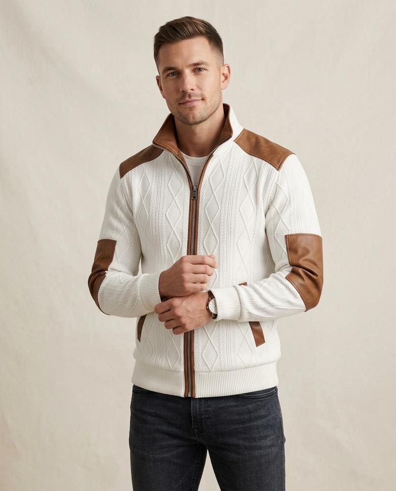 Lands Fashion - Carel | Fleece-Lined Zip-Up Knit Cardigan Men