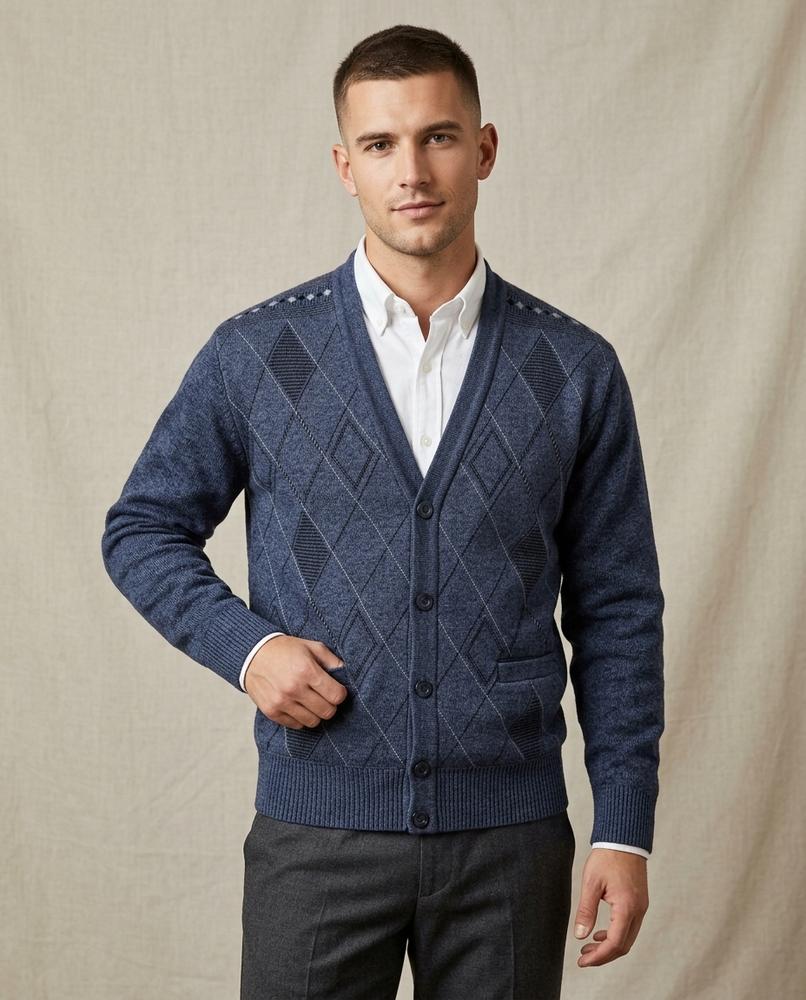 Lands Fashion - Altal | Patterned Lined Knit Cardigan Men