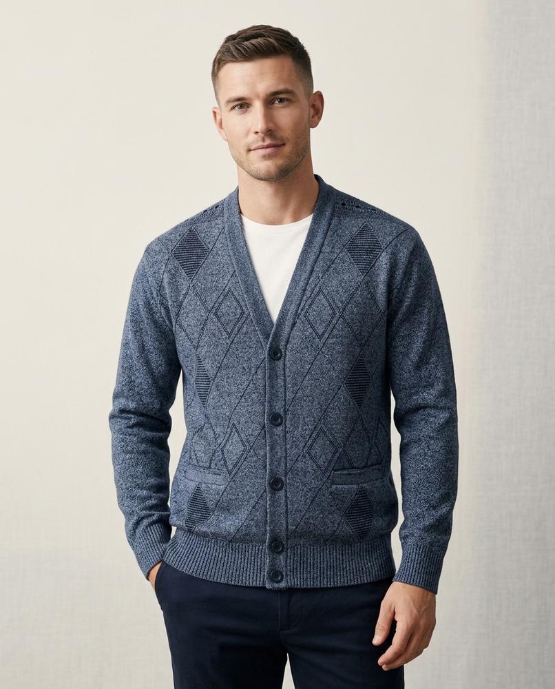 Lands Fashion - Altal | Patterned Lined Knit Cardigan Men