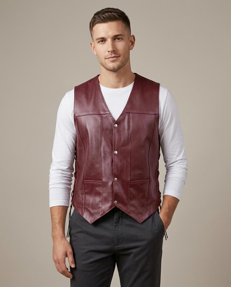 Lands Fashion - Levan | Leather-Look Button-Front Vest Men
