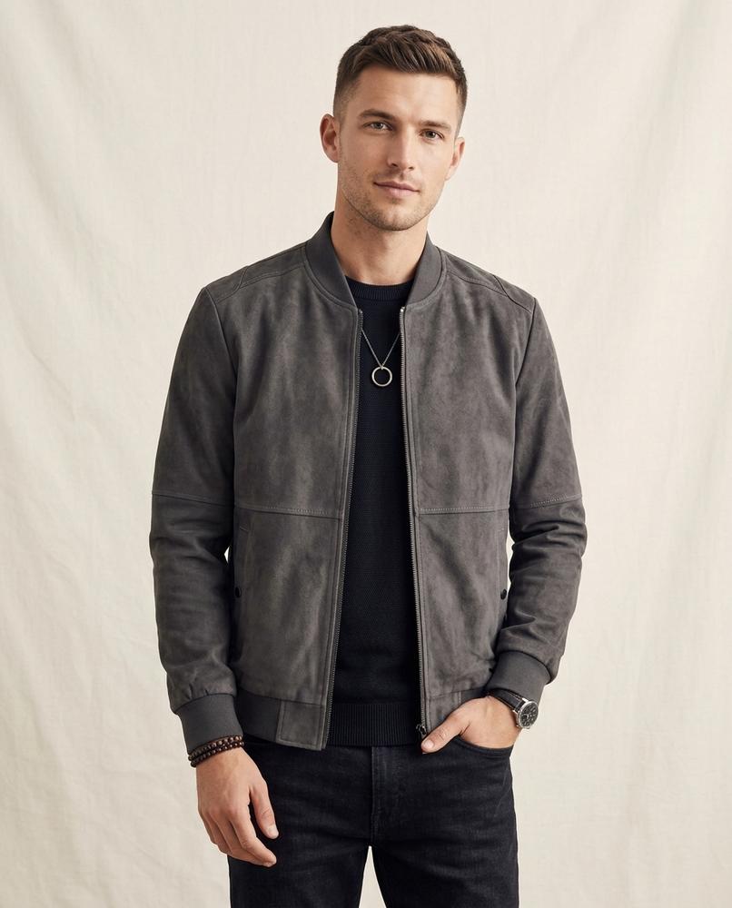 Lands Fashion - Ardan | Suede-Look Zip-Up Jacket Men