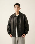 Lands Fashion - Tamel | Zip-Up Loose-Fit Leather Jacket Unisex