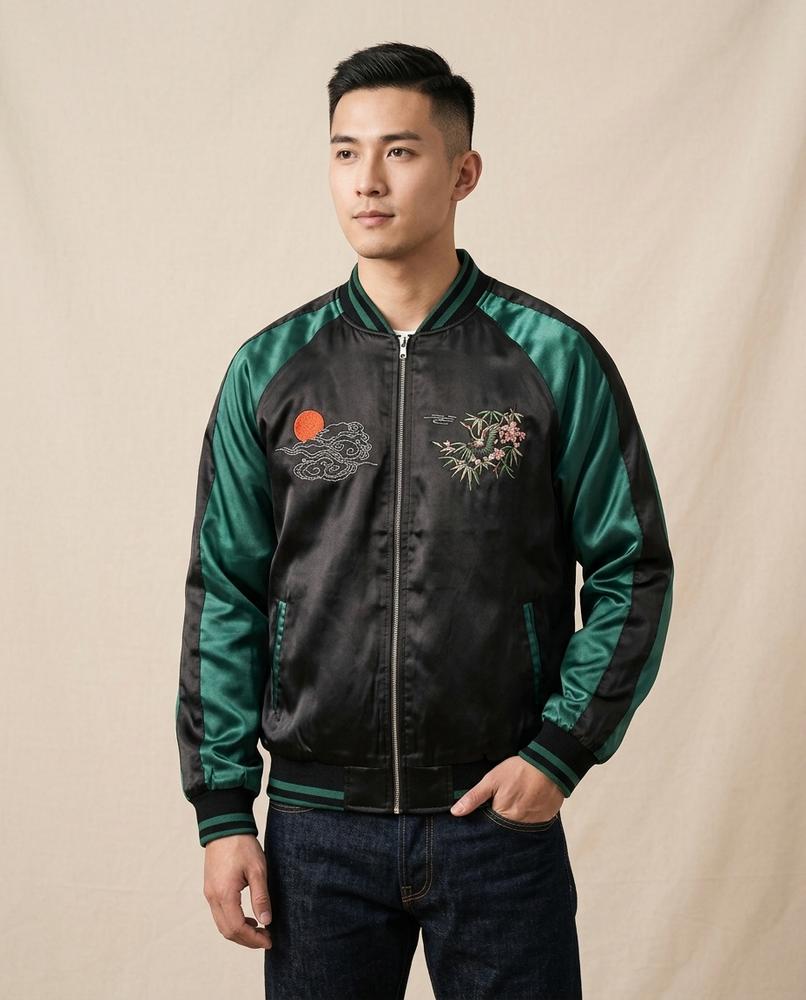 Lands Fashion - Lelin | Embroidered Satin Jacket Unisex