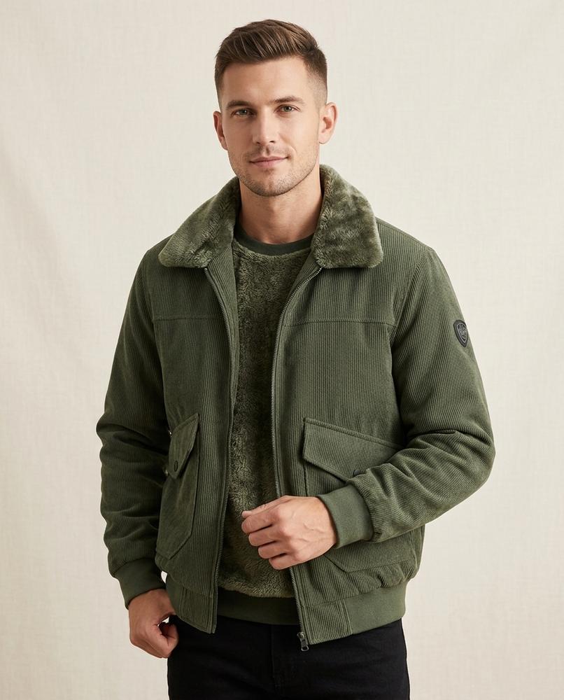 Lands Fashion - Rirel | Corduroy Shearling-Collar Jacket Men