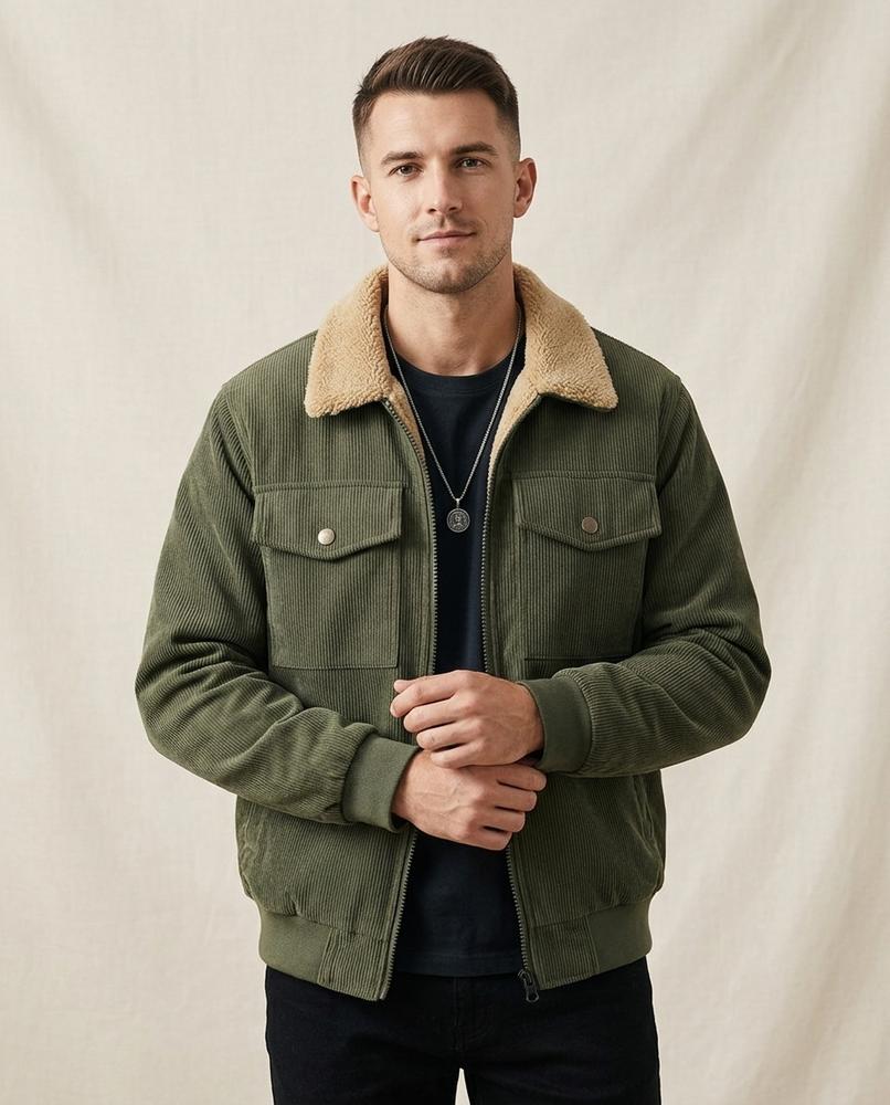 Lands Fashion - Lyven | Corduroy Sherpa-Lined Jacket Men