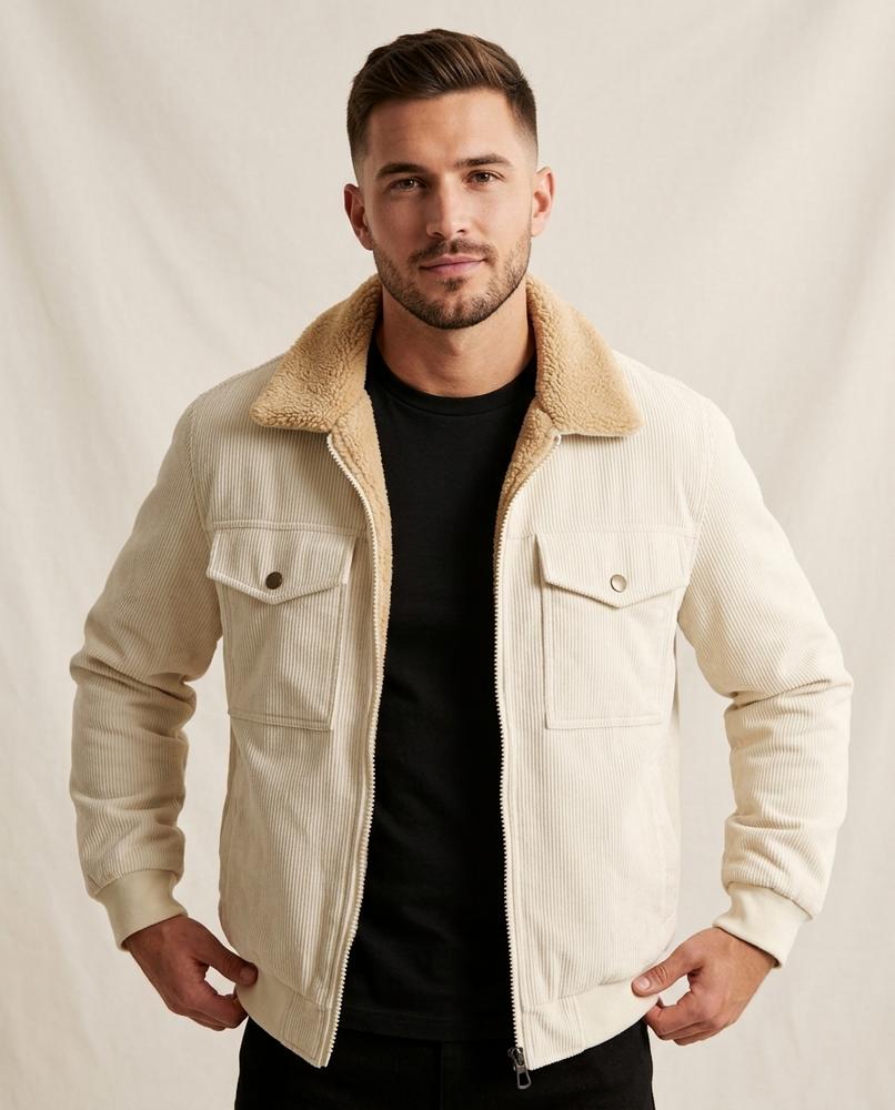 Lands Fashion - Lyven | Corduroy Sherpa-Lined Jacket Men