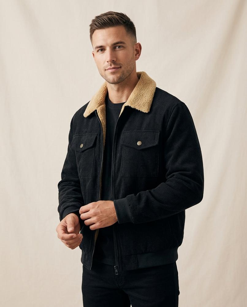 Lands Fashion - Lyven | Corduroy Sherpa-Lined Jacket Men