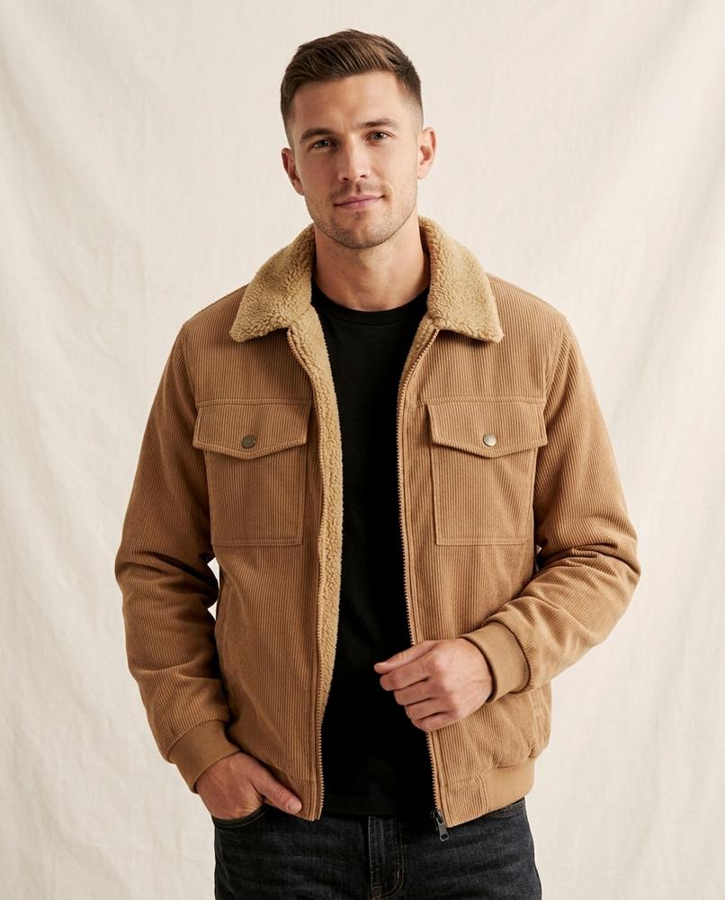 Lands Fashion - Lyven | Corduroy Sherpa-Lined Jacket Men