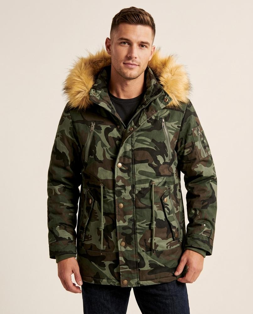 Lands Fashion - Elsin | Camouflage Fur-Trimmed Jacket Men