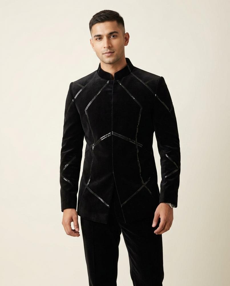 Lands Fashion - Yonor | Velvet Sequined Jacket Men