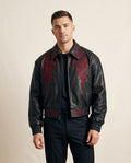 Lands Fashion - Vimel | Embroidered Studded Leather Jacket Unisex