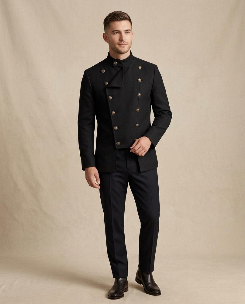 Lands Fashion - Comon | Double-Breasted High-Collar Jacket Men