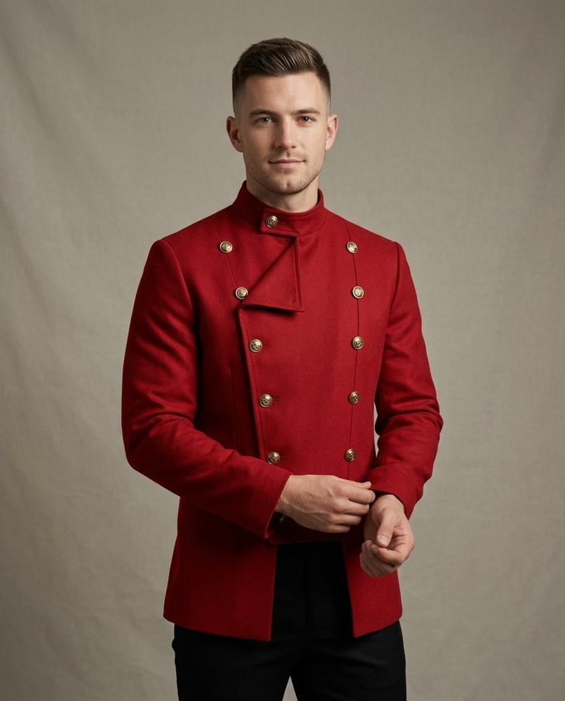 Lands Fashion - Comon | Double-Breasted High-Collar Jacket Men