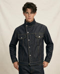 Lands Fashion - Lonal | High-Collar Contrast-Stitch Denim Jacket Men