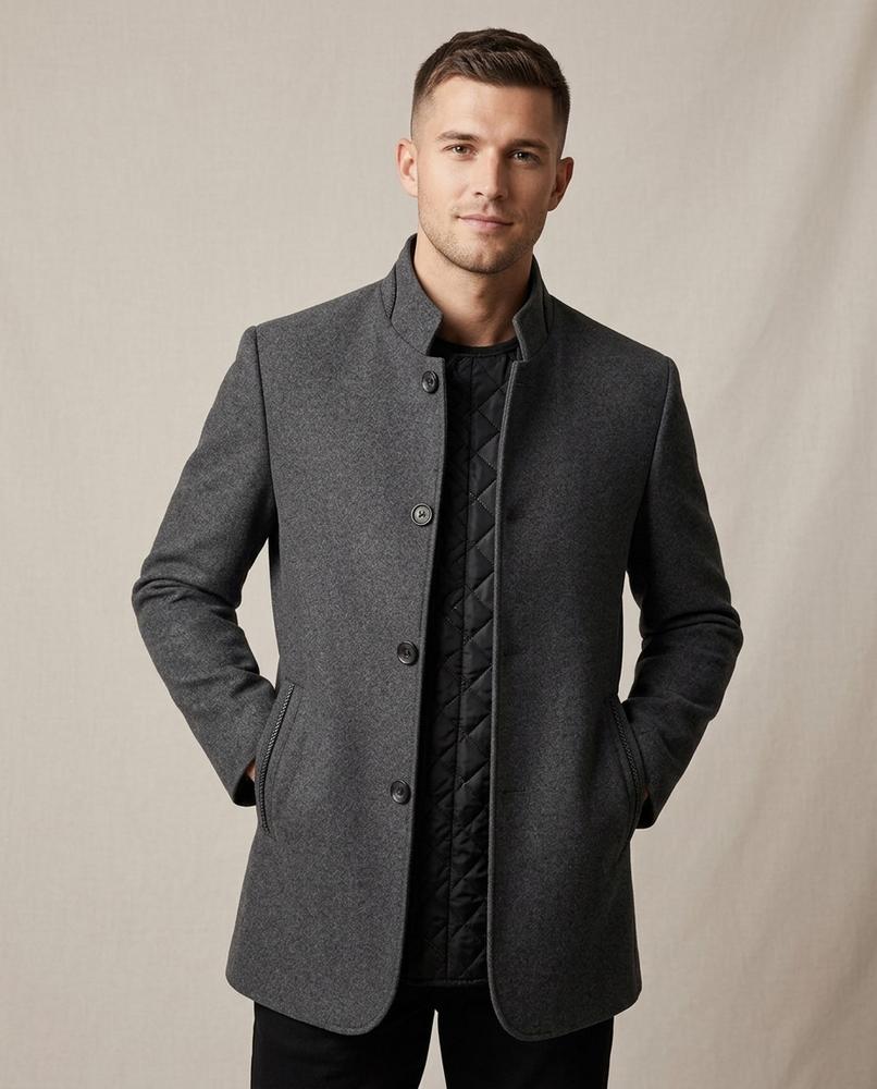 Lands Fashion - Levin | Stand-Collar Wool Coat Men