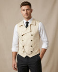 Lands Fashion - Risin | Double-Breasted Jacquard Vest Men
