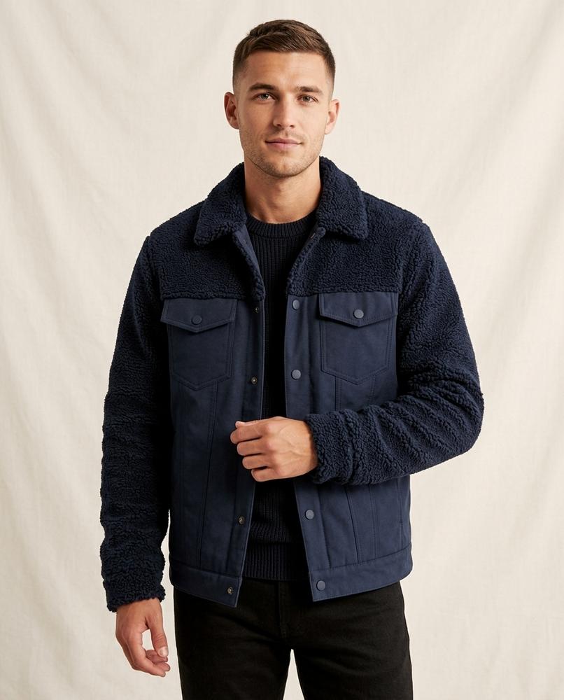 Lands Fashion - Zelan | Lined Sherpa-Trimmed Jacket Men