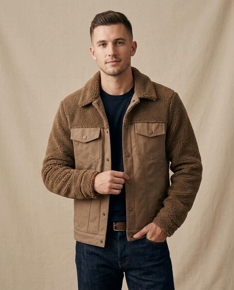 Lands Fashion - Zelan | Lined Sherpa-Trimmed Jacket Men