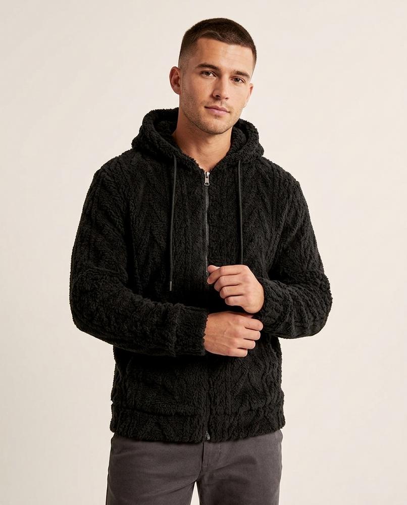 Lands Fashion - Tilom | Textured Zip-Up Hoodie Men