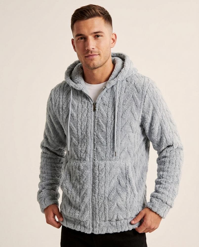 Lands Fashion - Tilom | Textured Zip-Up Hoodie Men