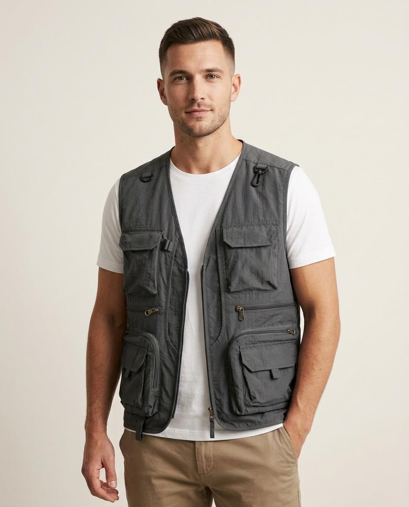 Lands Fashion - Lymor | Multi-Pocket Zip-Up Vest Men