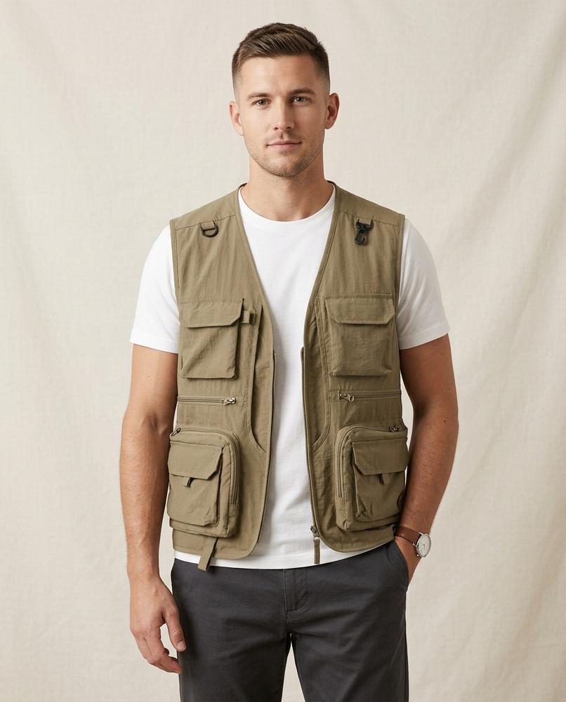 Lands Fashion - Lymor | Multi-Pocket Zip-Up Vest Men