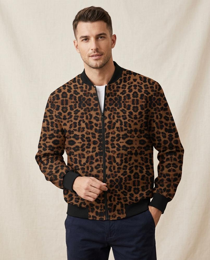 Lands Fashion - Elvan | Leopard Print Zip-Up Jacket Men