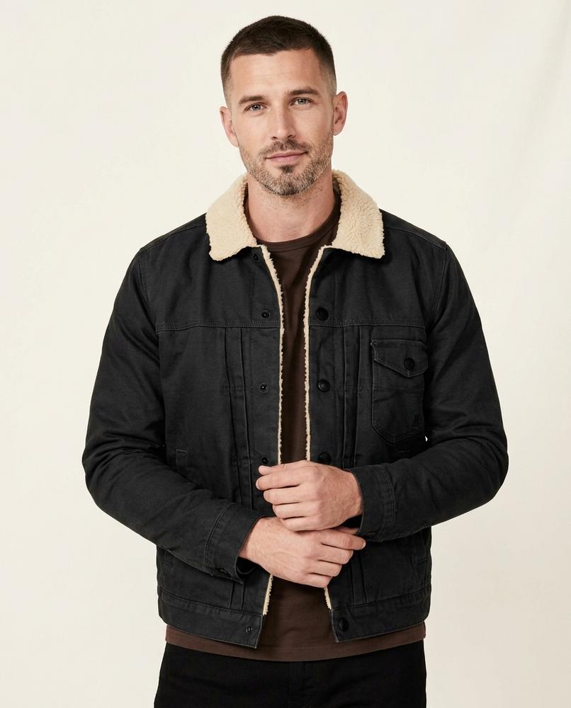 Lands Fashion - Zeren | Sherpa-Lined Button-Front Jacket Men