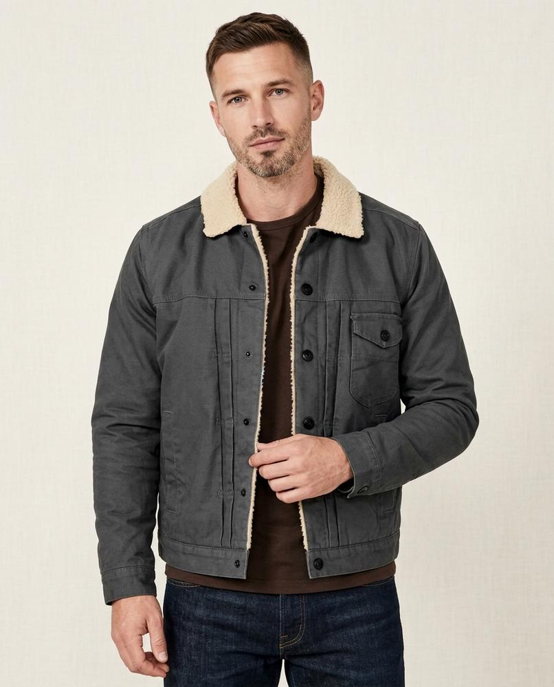 Lands Fashion - Zeren | Sherpa-Lined Button-Front Jacket Men
