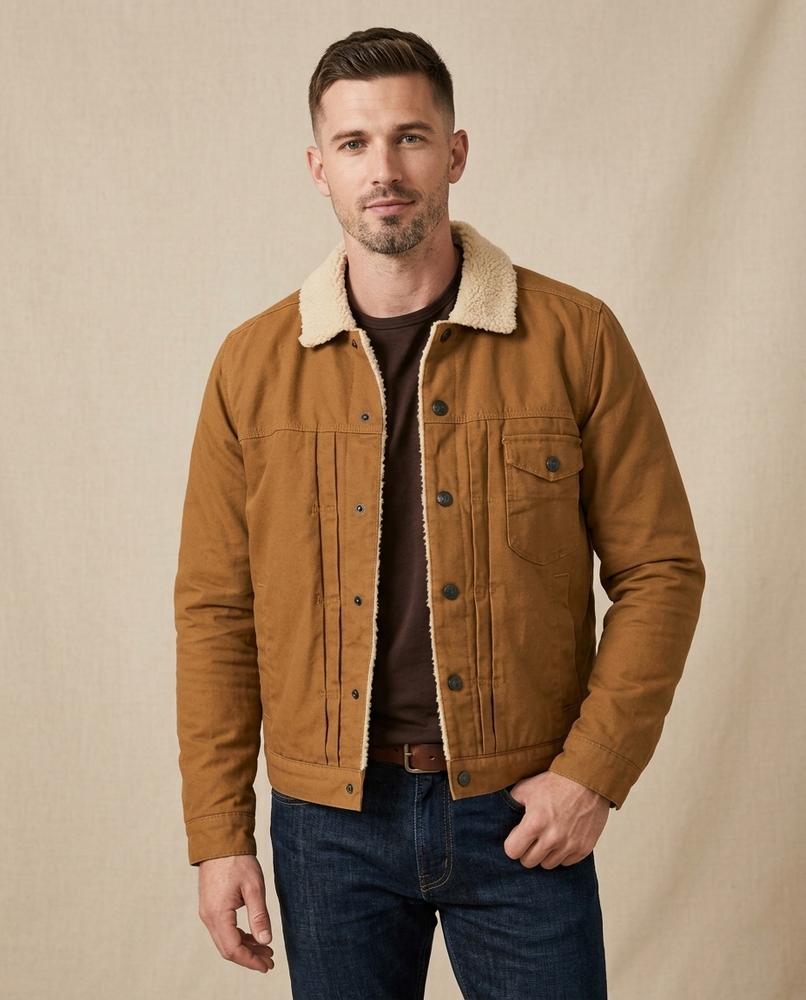 Lands Fashion - Zeren | Sherpa-Lined Button-Front Jacket Men