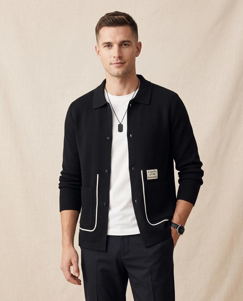 Lands Fashion - Tirev | Knitted Collared Knit Cardigan Men