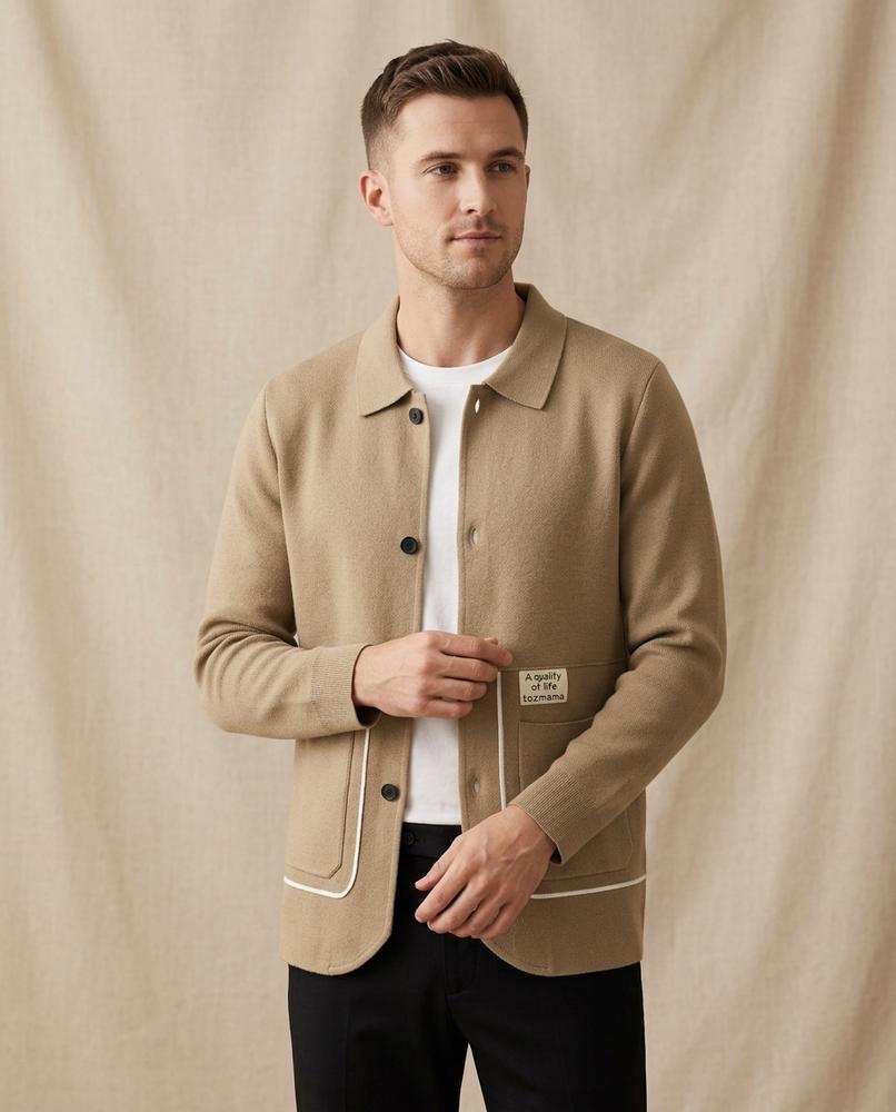 Lands Fashion - Tirev | Knitted Collared Knit Cardigan Men