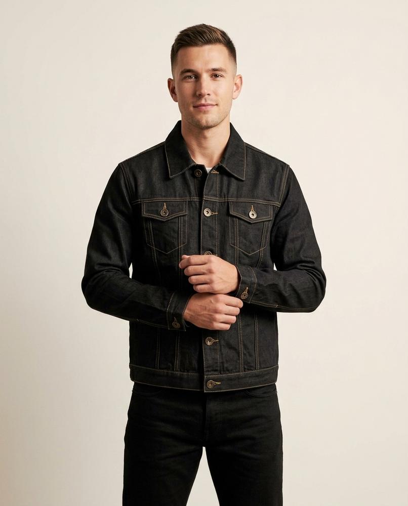 Lands Fashion - Mimor | Contrast-Stitch Buttoned Denim Jacket Men