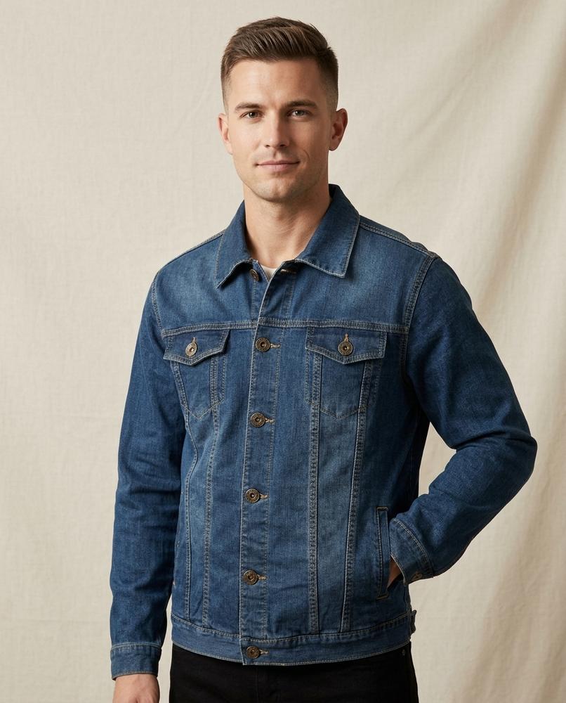 Lands Fashion - Mimor | Contrast-Stitch Buttoned Denim Jacket Men