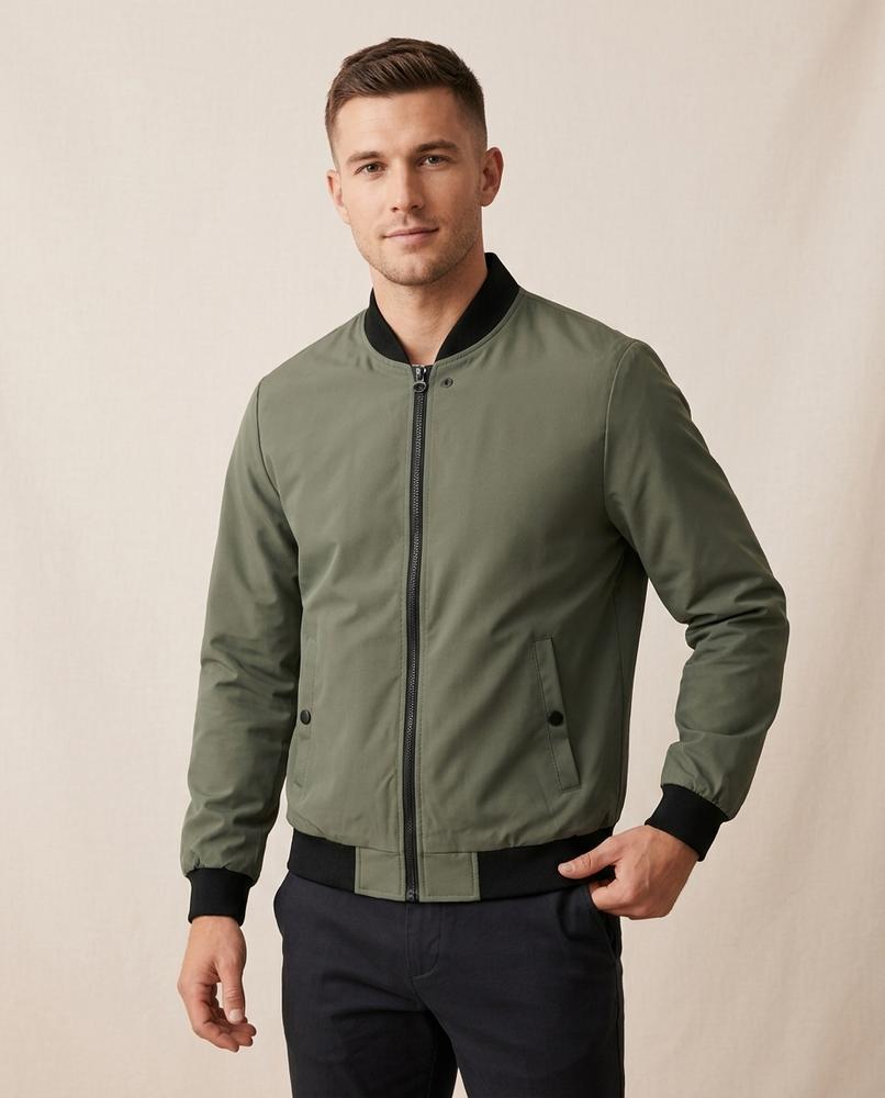 Lands Fashion - Rimin | Zip-Up Ribbed-Trim Jacket Men