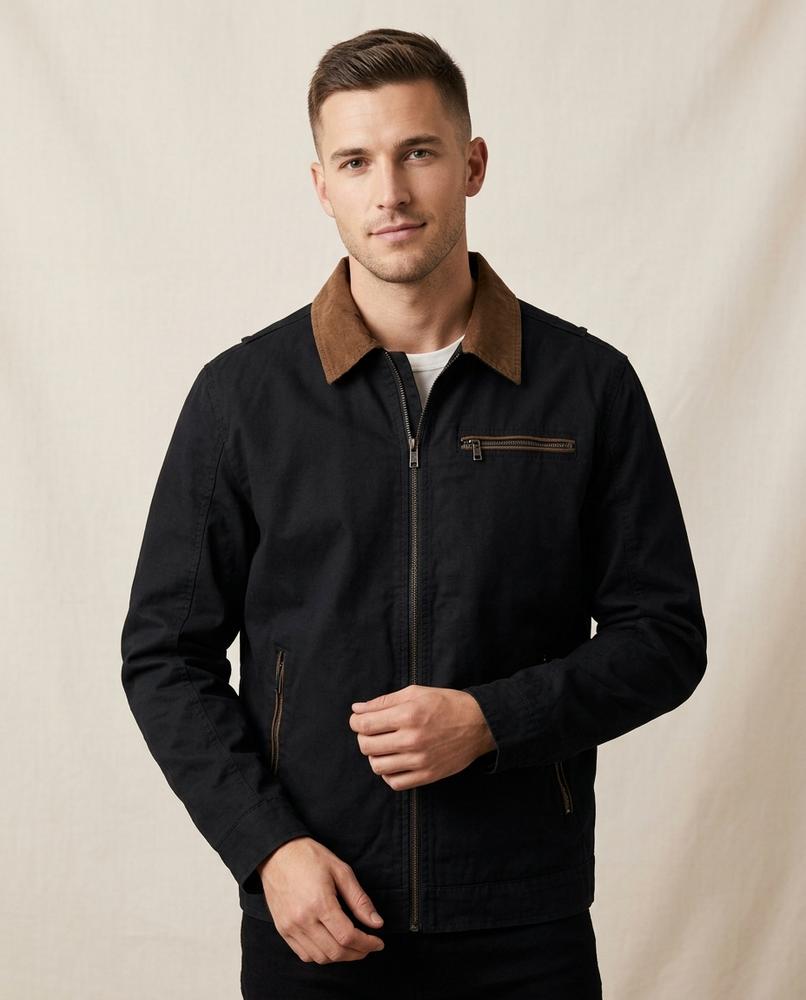 Lands Fashion - Zesel | Zip-Up Contrast Collar Jacket Men