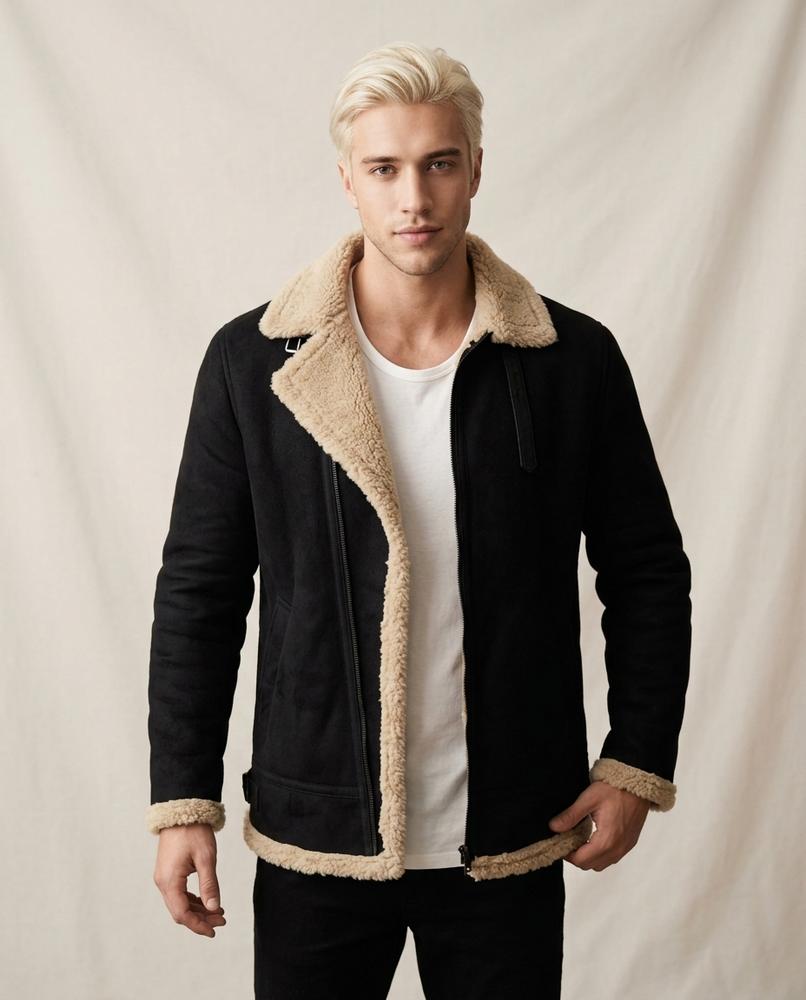 Lands Fashion - Casin | Sherpa-Lined Asymmetrical Jacket Men