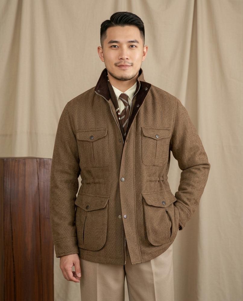 Lands Fashion - Dalar | Herringbone Lined Jacket Men