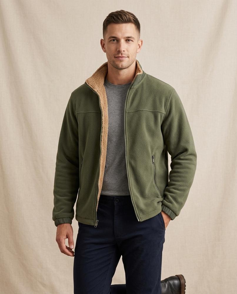 Lands Fashion - Zedan | Sherpa-Lined Zip-Up Jacket Men