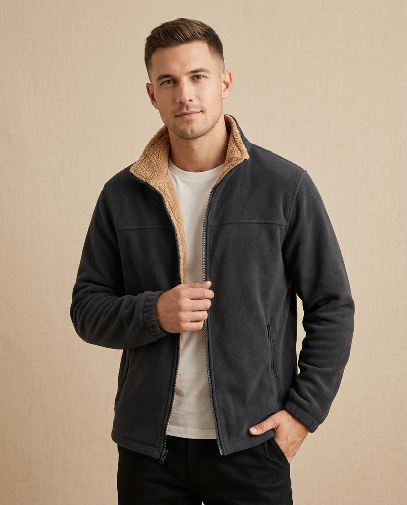 Lands Fashion - Zedan | Sherpa-Lined Zip-Up Jacket Men