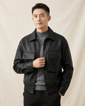 Lands Fashion - Nimor | Grained Zip-Up Leather Jacket Men