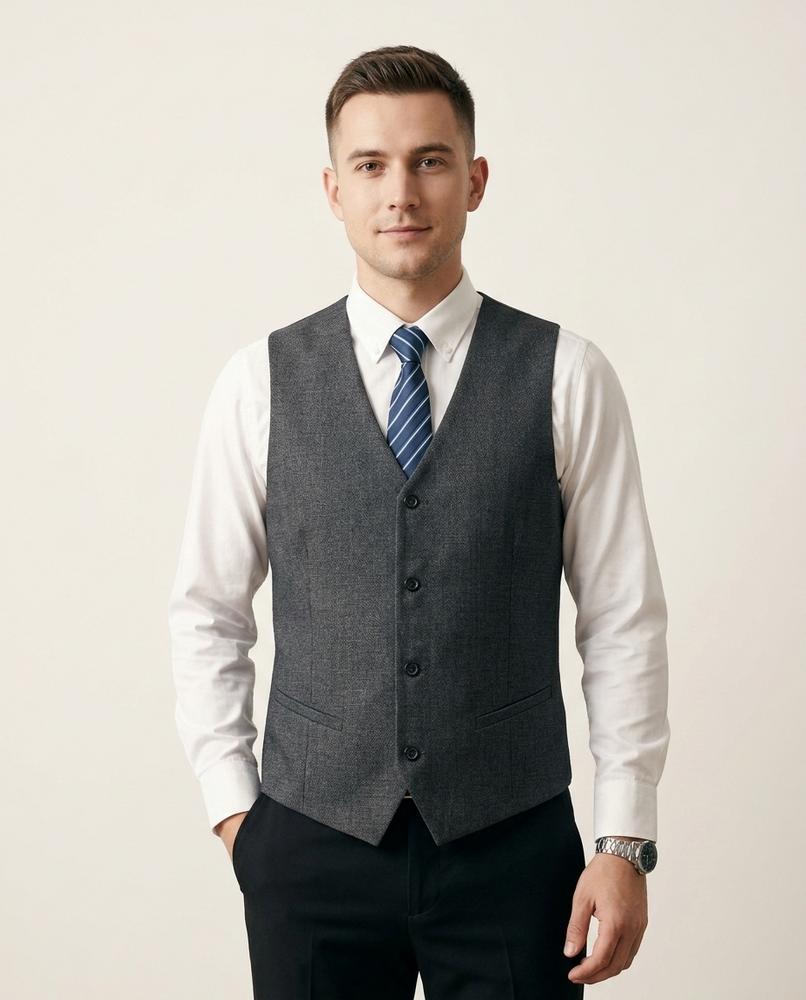 Lands Fashion - Lytal | Single-Breasted Slim-Fit Vest Men