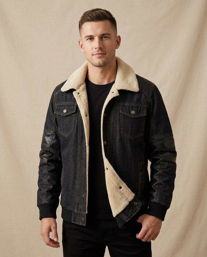 Lands Fashion - Semin | Sherpa-Lined Mixed-Material Jacket Men