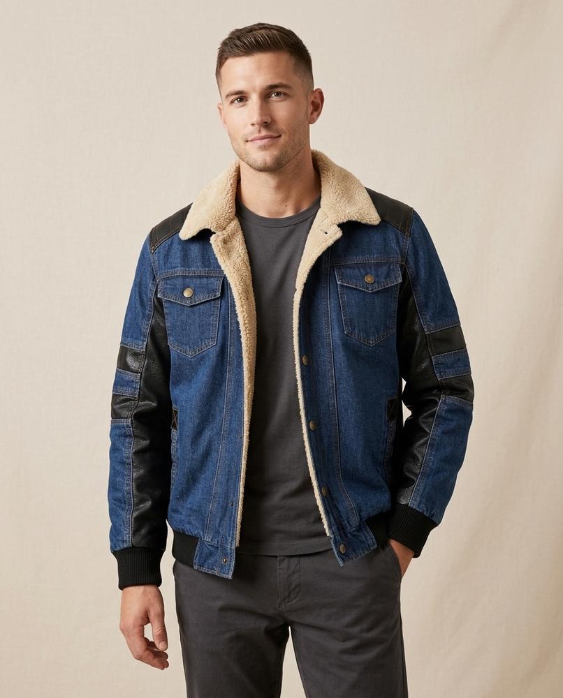 Lands Fashion - Semin | Sherpa-Lined Mixed-Material Jacket Men