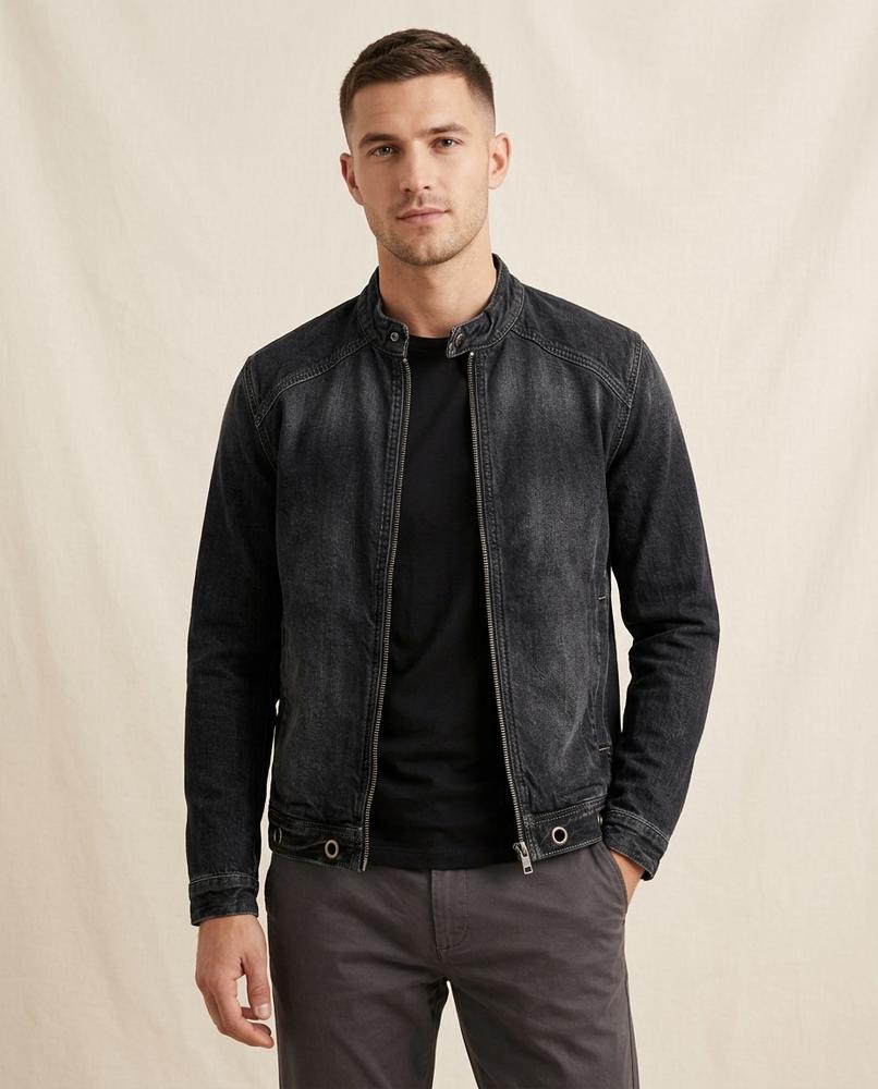 Lands Fashion - Sedar | Washed Zip-Up Denim Jacket Men