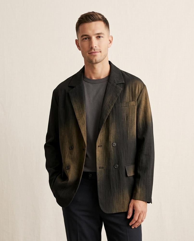 Lands Fashion - Razan | Double-Breasted Gradient Blazer Men