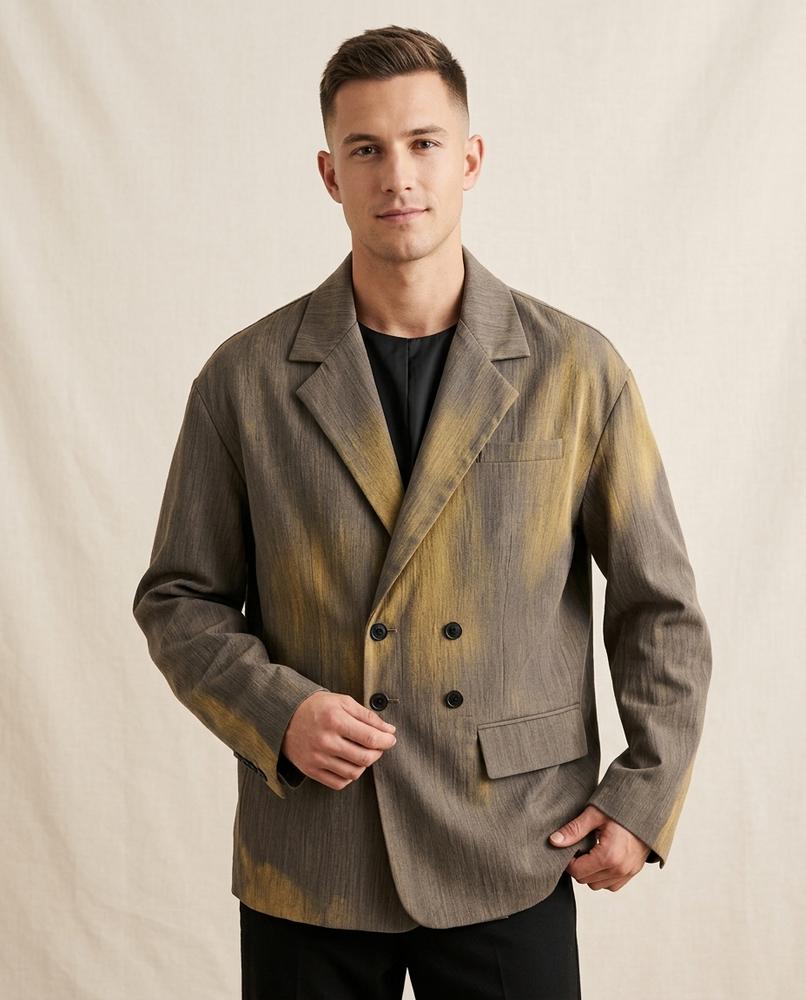 Lands Fashion - Razan | Double-Breasted Gradient Blazer Men