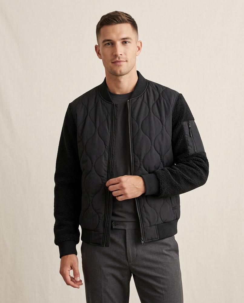 Lands Fashion - Comer | Quilted Mixed-Media Jacket Men